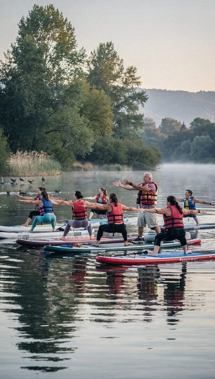 Una persona practicando una postura de yoga que abre los hombros, con una expresión de relajación en su rostro.